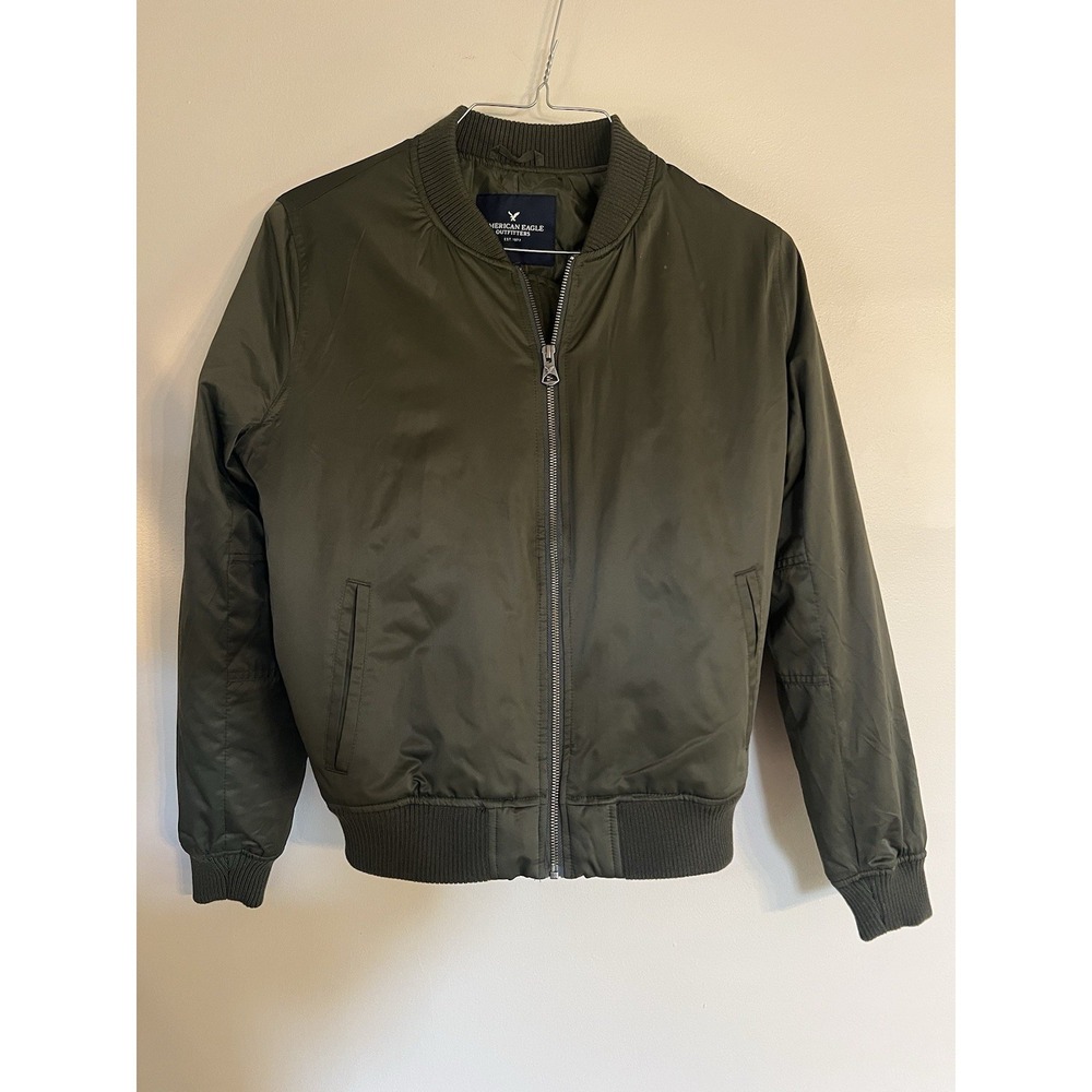 American Eagle AE Olive Green Bomber Jacket Coat Size M Women's - Picture 1 of 6